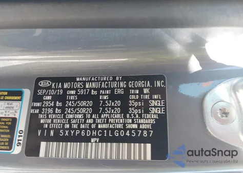 2020 Kia Telluride S z USA, uszkodzony, nr VIN 5XYP6DHC1LG045787